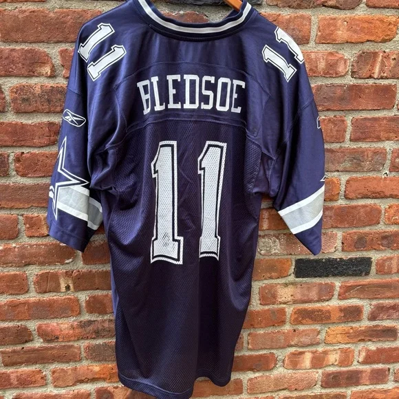 Dallas Cowboys Jersey Mens Adult Large Blue Drew Bledsoe Reebok NFL Football #11 - Picture 3 of 10